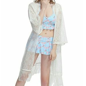 Lace crochet kimono/cardigan/beach cover up.